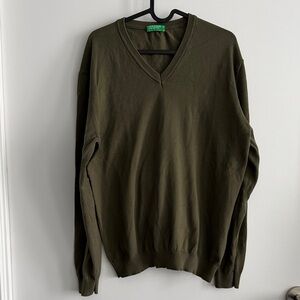 United Colors Of Benetton Dark Green V-Neck Sweater